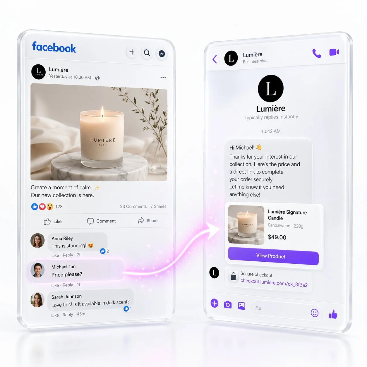Facebook comments automatically converted into private Messenger conversations
