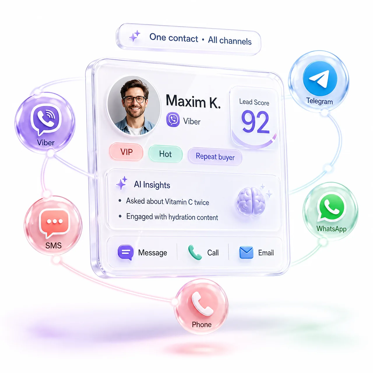 Карточка лида Instagram в CRM с AI-инсайтами и 4 шаблонами: Розиграш, Welcome DM, Story Quiz, Flash Sale